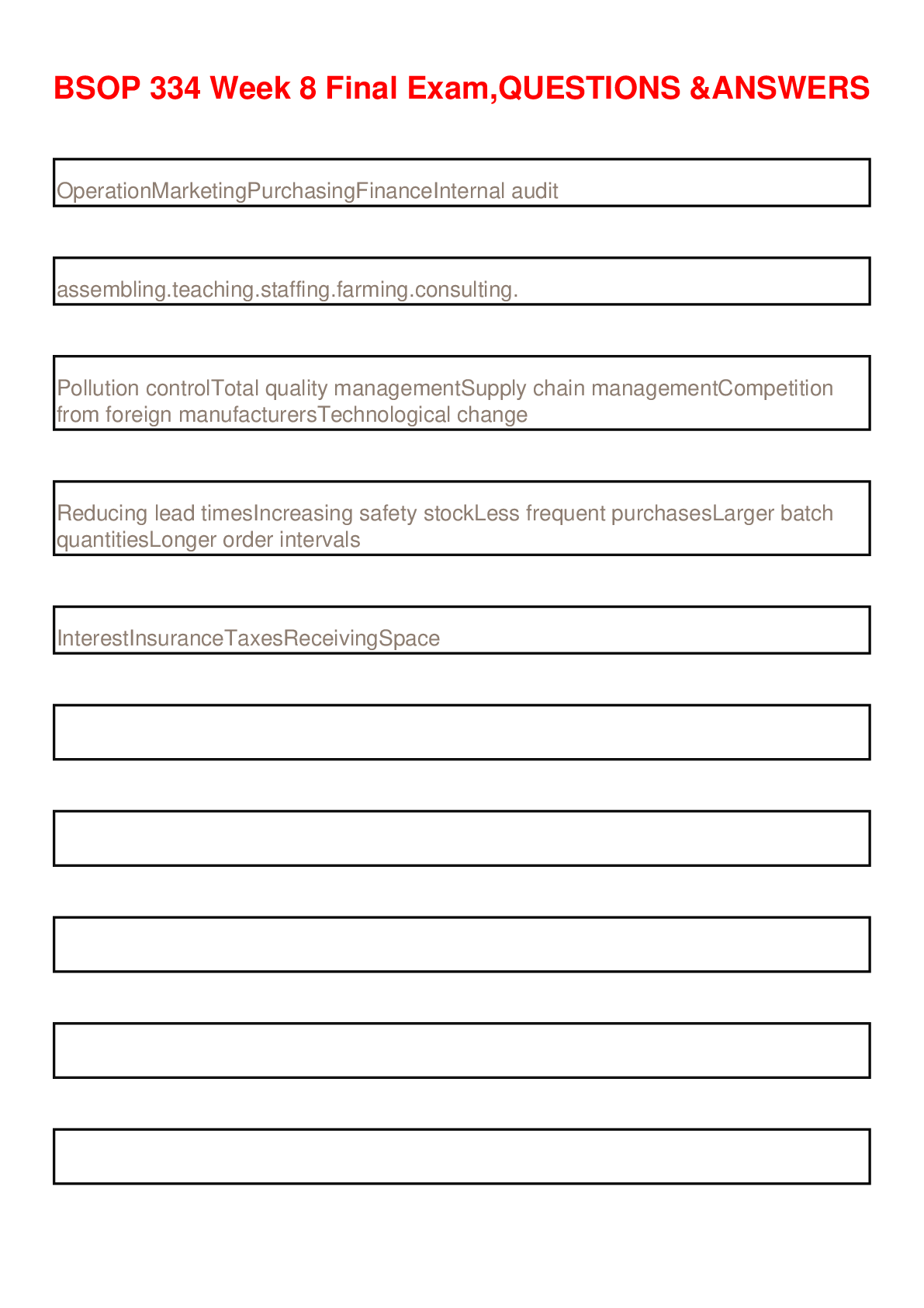 Preview image of BSOP 334 Week 8 Final Exam,QUESTIONS &ANSWERS,100% CORRECT document