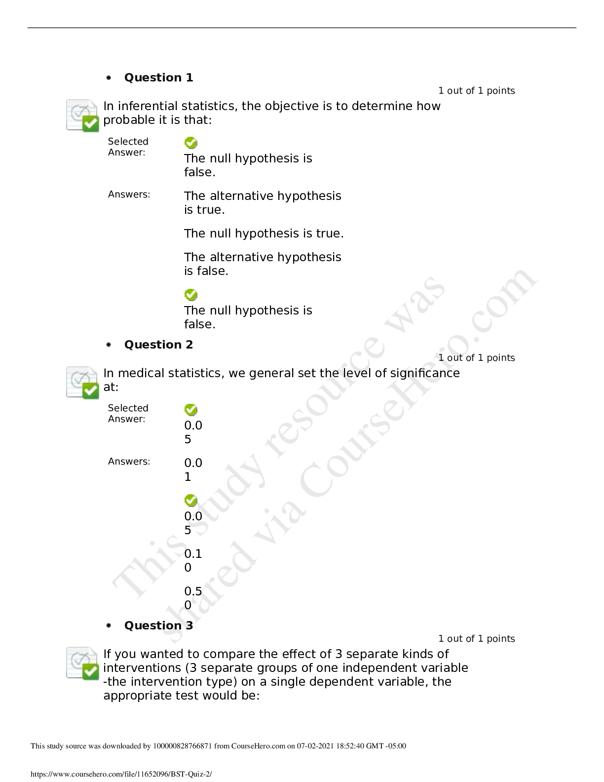 Preview image of BST 322 BST Quiz 2 document