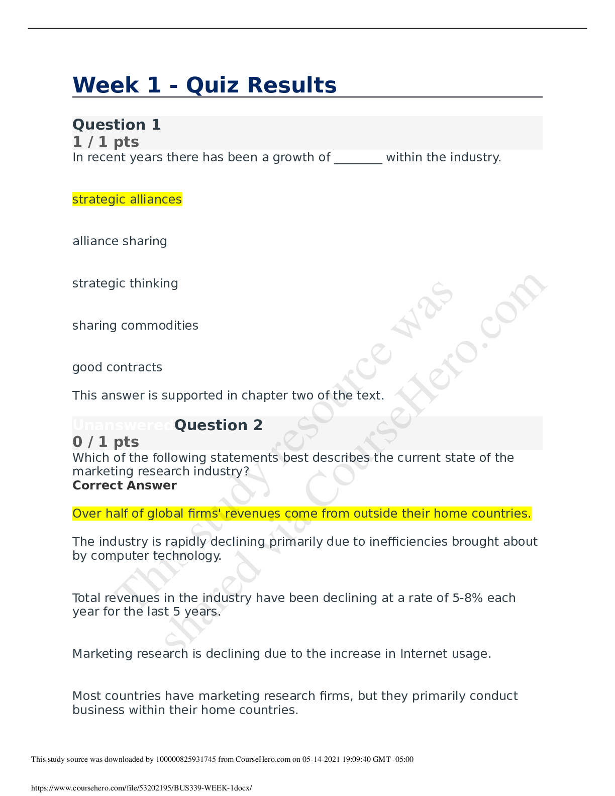 Preview image of BUS 339 BUS339 WEEK 1 rated 5 star document