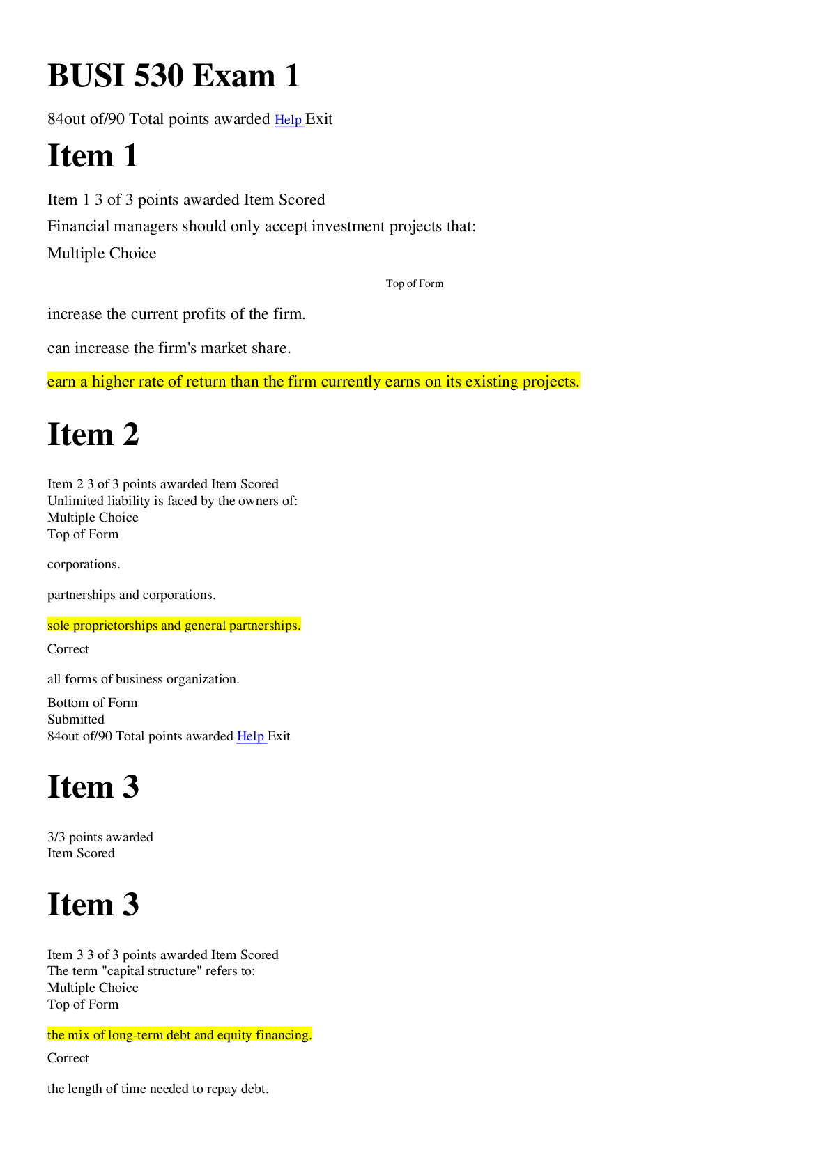 Preview image of [Solved] Liberty University BUSI 530 Exam 1 document