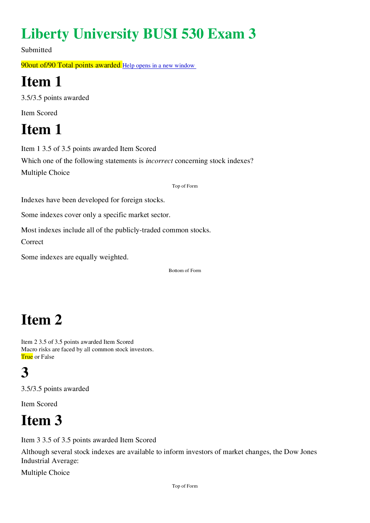 Preview image of [Solved] Liberty University BUSI 530 Exam 3 document