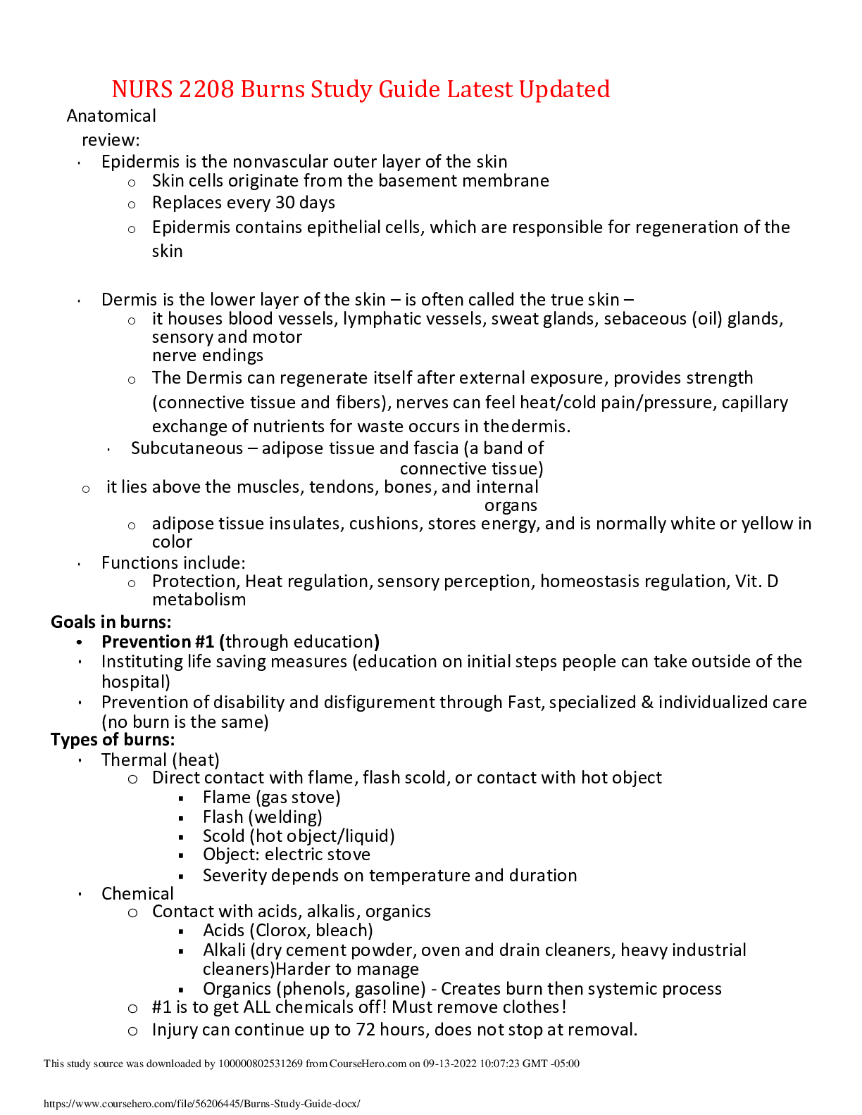 Preview image of NURS 2208 Burns Study Guide Latest Updated,100% CORRECT document