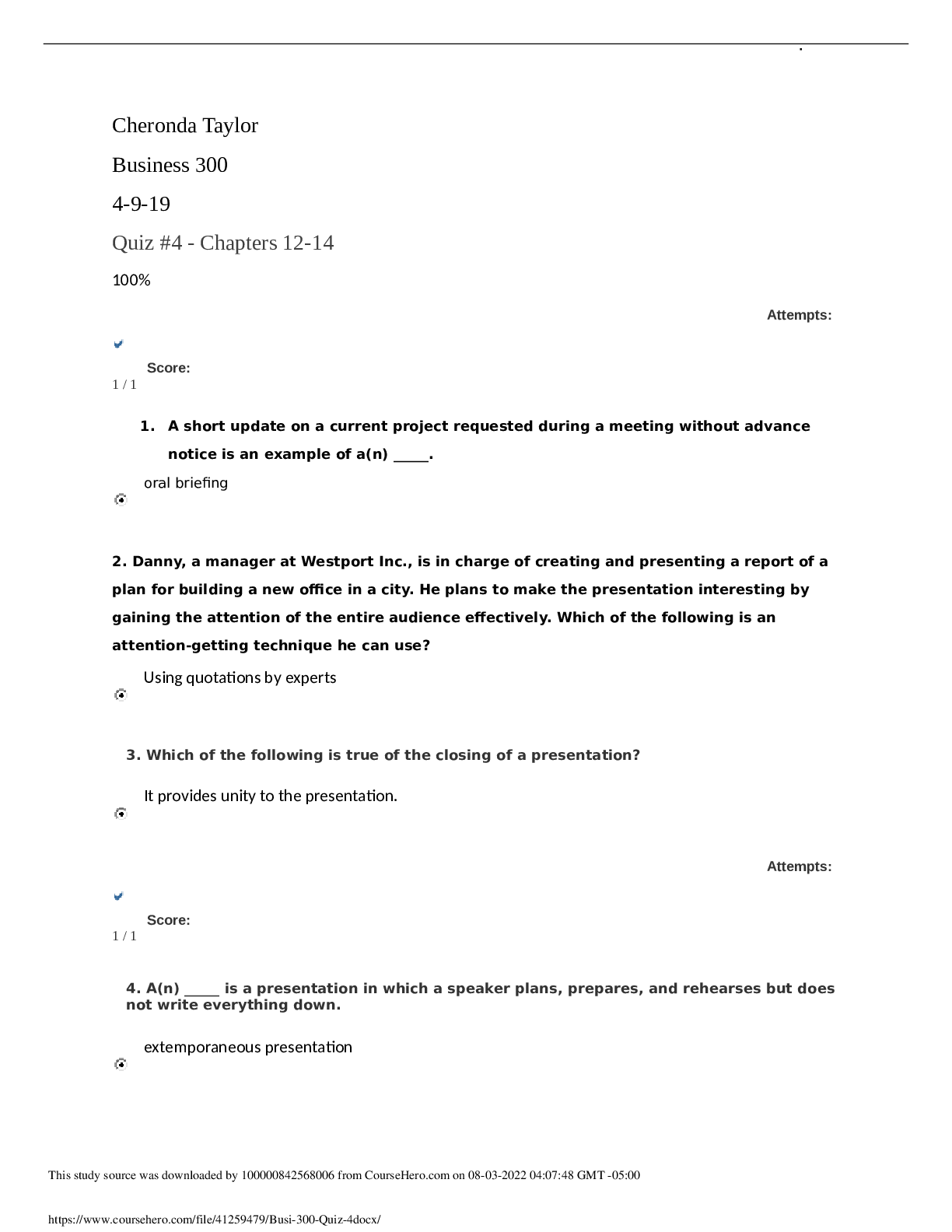 Preview image of Busi-300 Study Guide(Quiz 4)Chamberlain college document