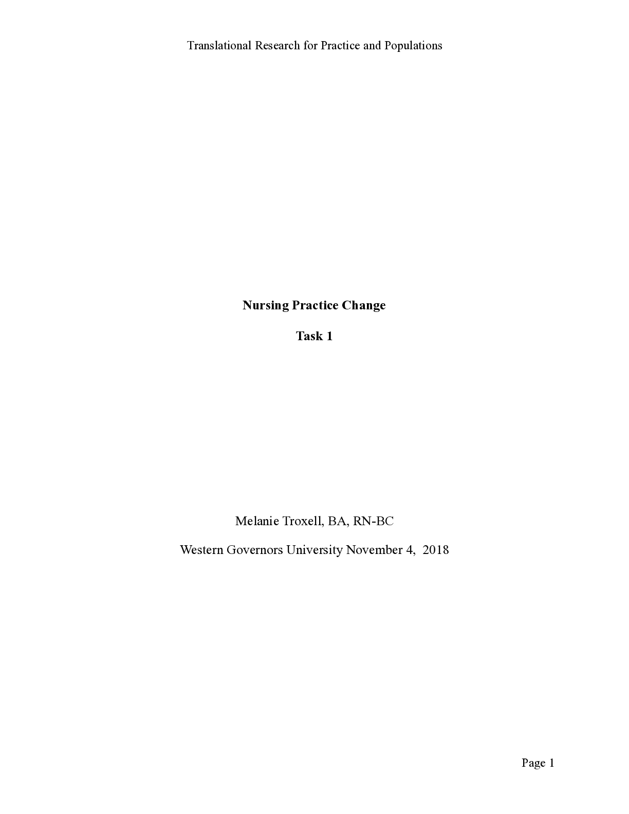 Preview image of C301 Task #1 Nursing Practice Change. document