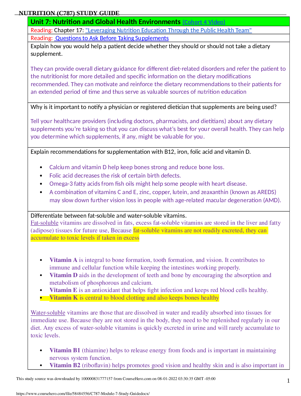 Preview image of C787 Module 7 Study Guide. document