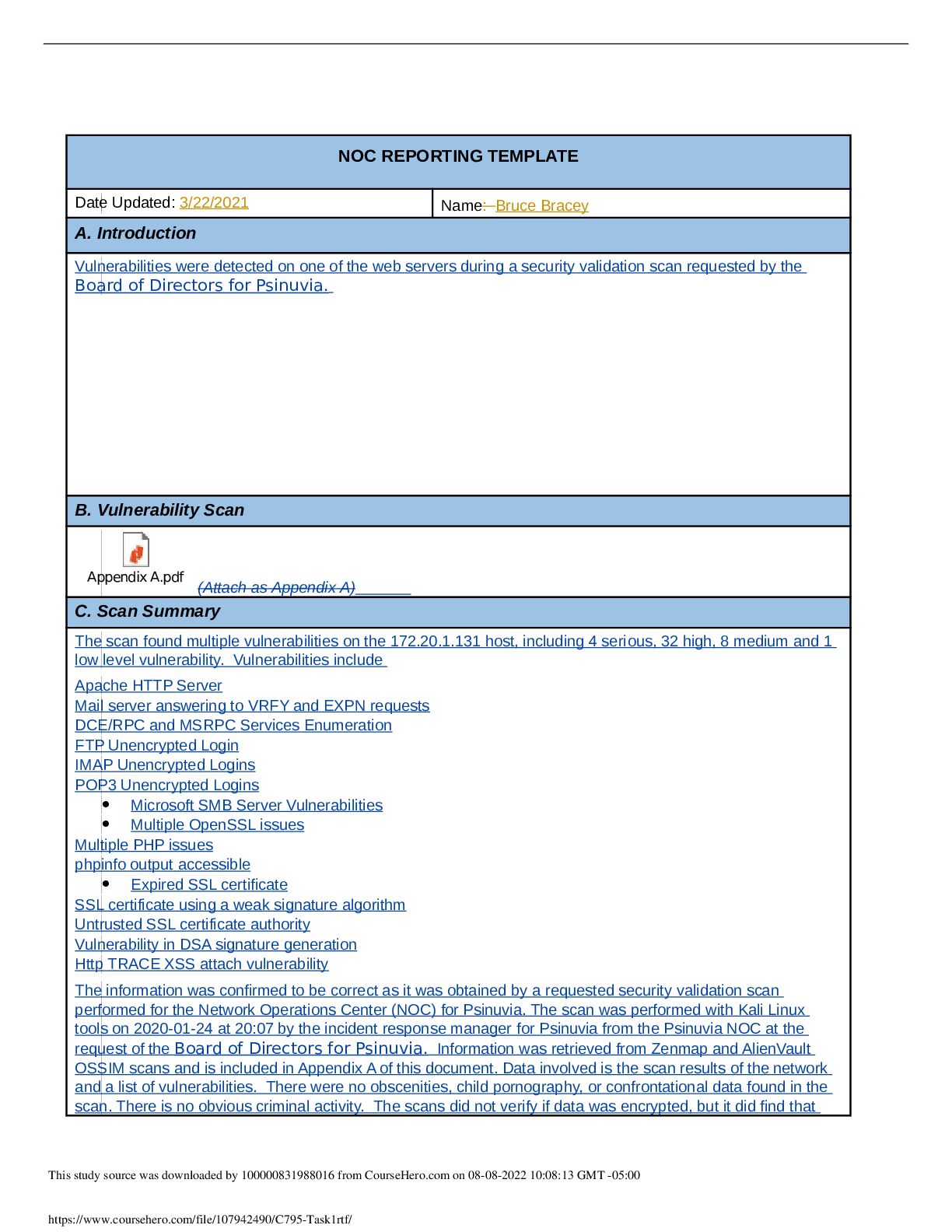 Preview image of WGU C795 NOC REPORTING TEMPLATE ALREADY PASSED document