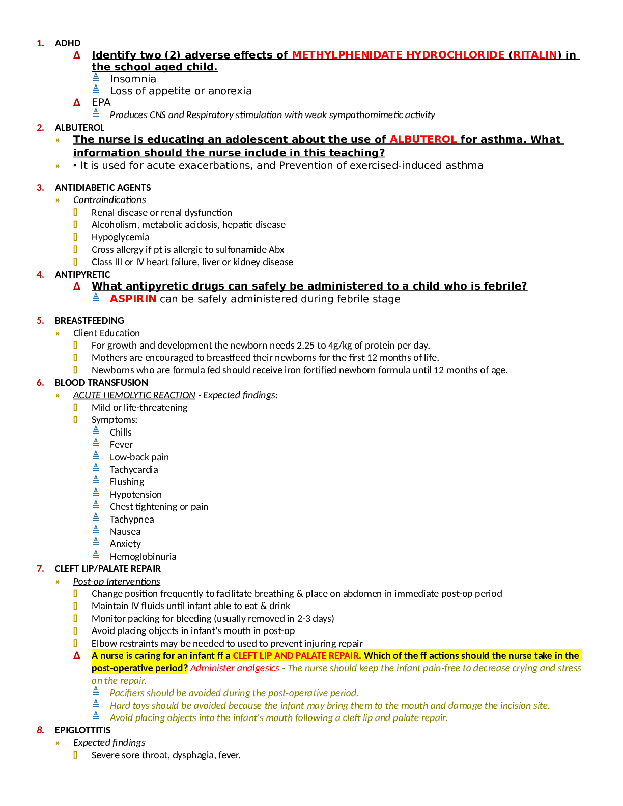 Preview image of CAPSTONE - PEDS QUESTIONS WITH ANSWERS. COMPLETE document