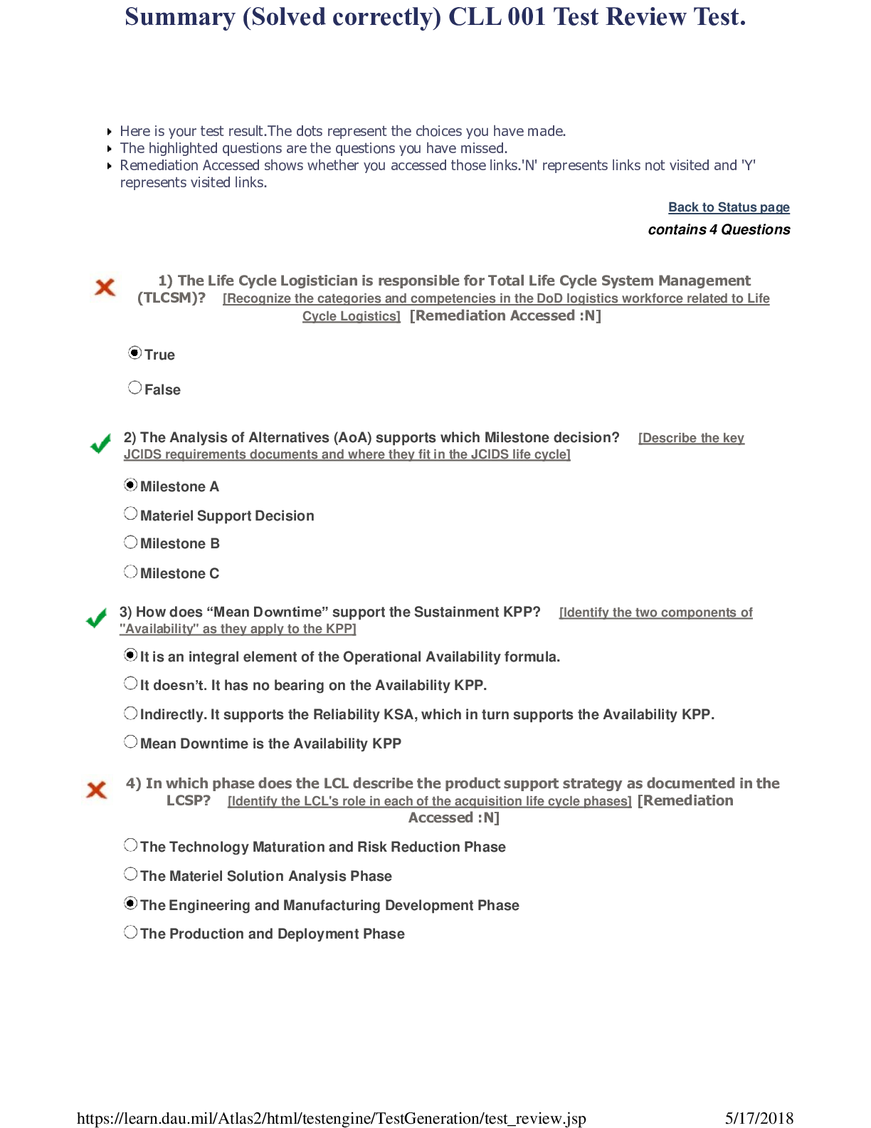 Preview image for Summary (Solved correctly) CLL 001 Test Review Test.
