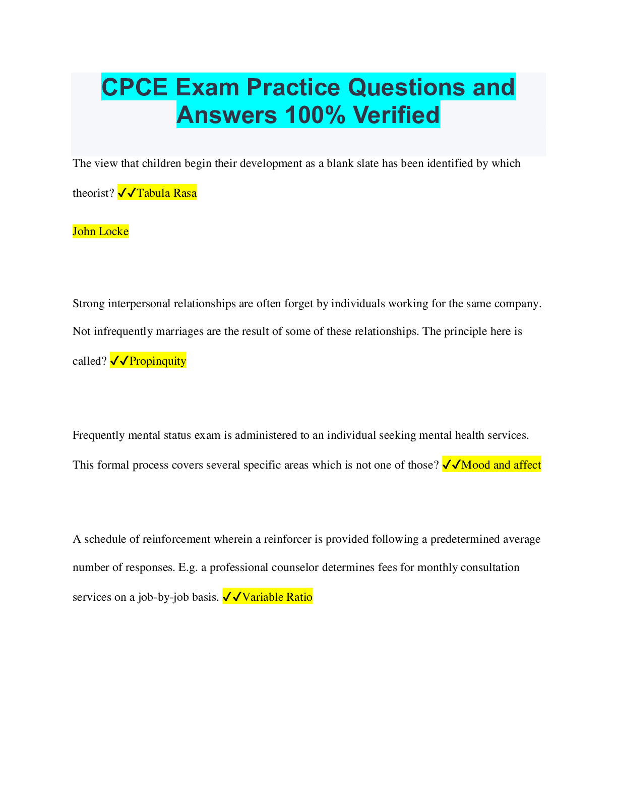 CPCE Exam. Commonly Tested Practice Questions and Answers 100% Verified ...