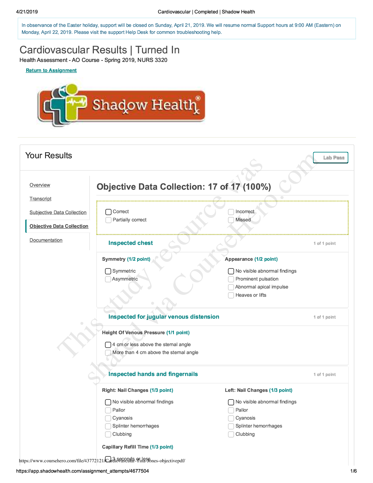 Preview image of Cardiovascular_Tina Jones_objective Already Graded A document