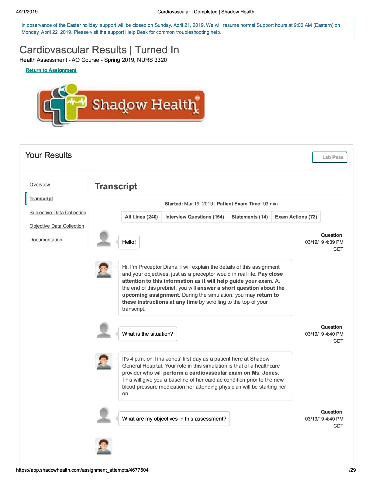 Preview image of Cardiovascular_Tina Jones_transcript Already Graded A. document