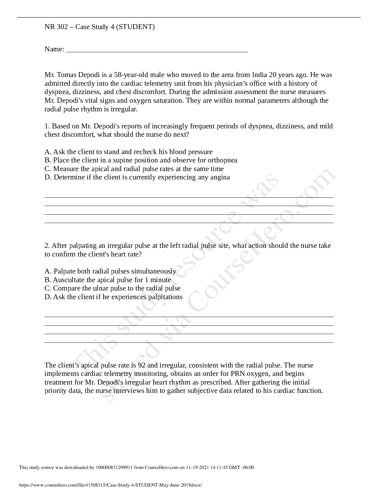 Preview image of NR 302 – Case Study 4 (STUDENT) document