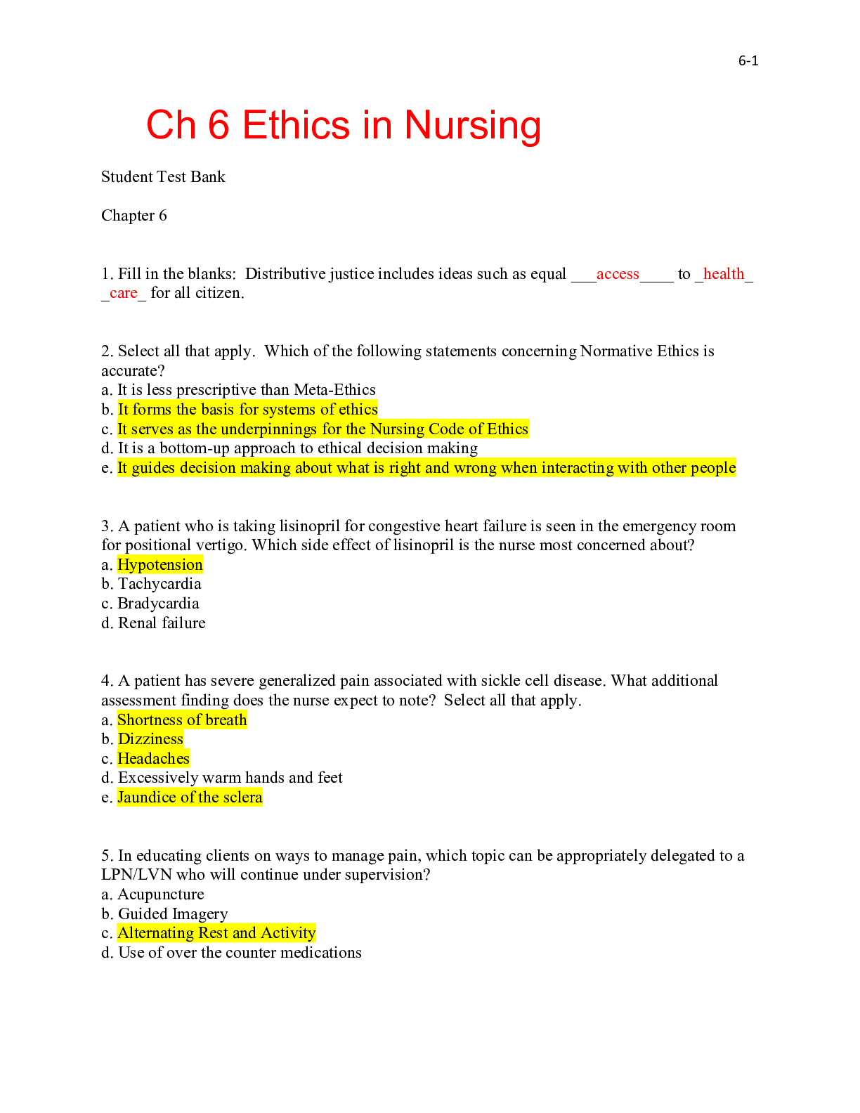 Preview image of Ch 6 Ethics in Nursing,100% CORRECT document