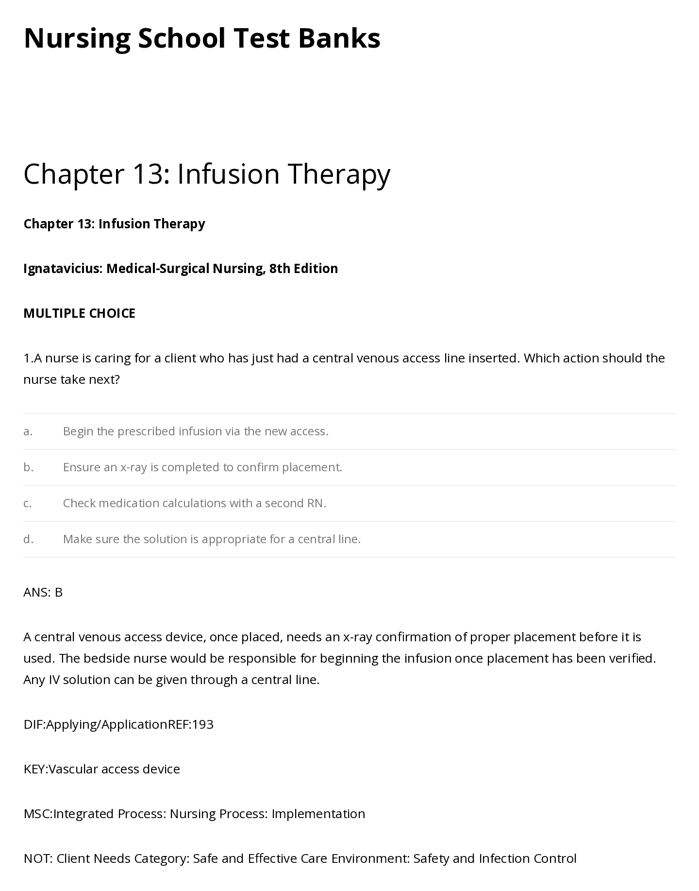 Preview image for Chapter 13: Infusion Therapy Chapter 13: Infusion Therapy Ignatavicius: Medical-Surgical Nursing, 8th Edition