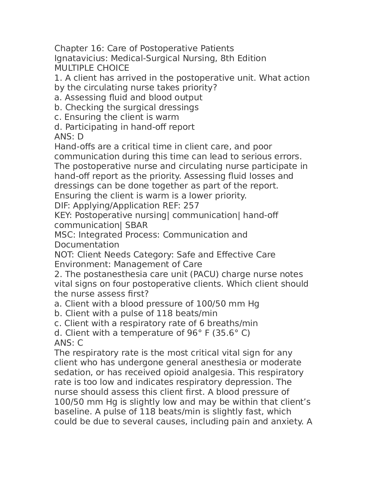 Preview image for Chapter 16: Care of Postoperative Patients Ignatavicius: Medical-Surgical Nursing, 8th Edition