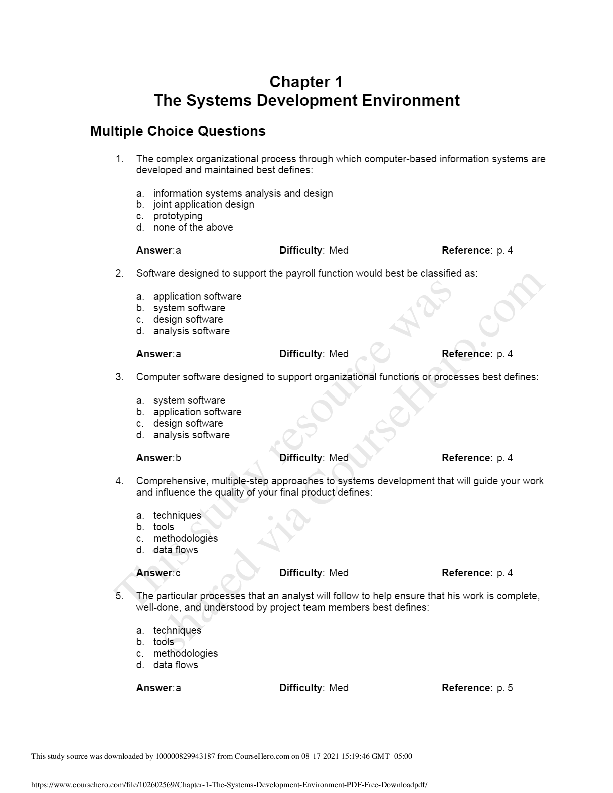 Preview image of BUSINESS BUS 5114_Chapter 1 The Systems Development Environment (latest 2021) document