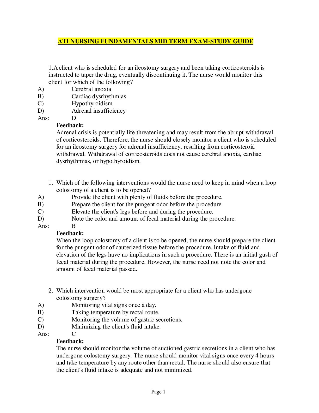 Preview image of ATI NURSING FUNDAMENTALS MID TERM EXAM-STUDY GUIDE document