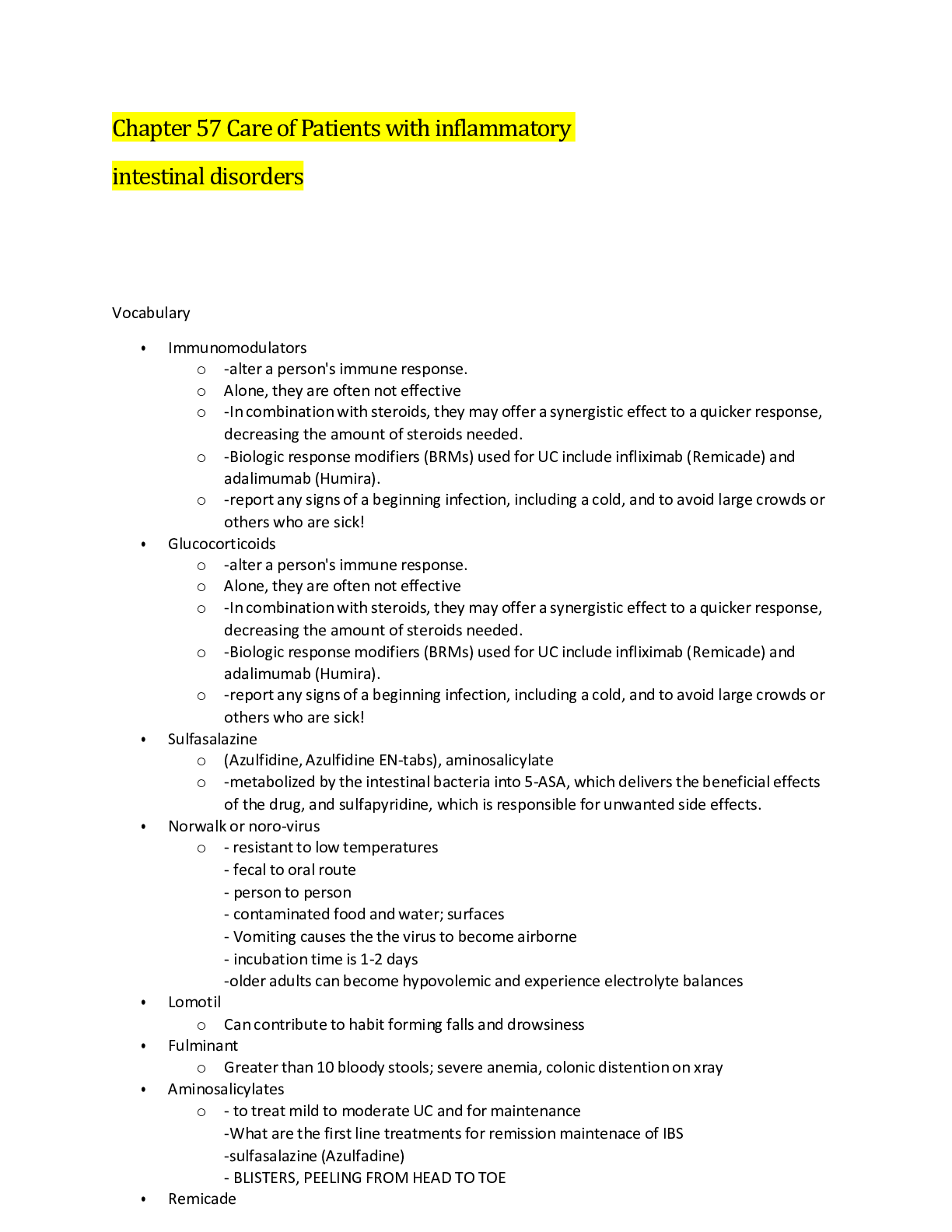 Preview of Chapter 57 Care of Patients with inflammatory intestinal disorders/ GUARANTEED PASS/ Downl