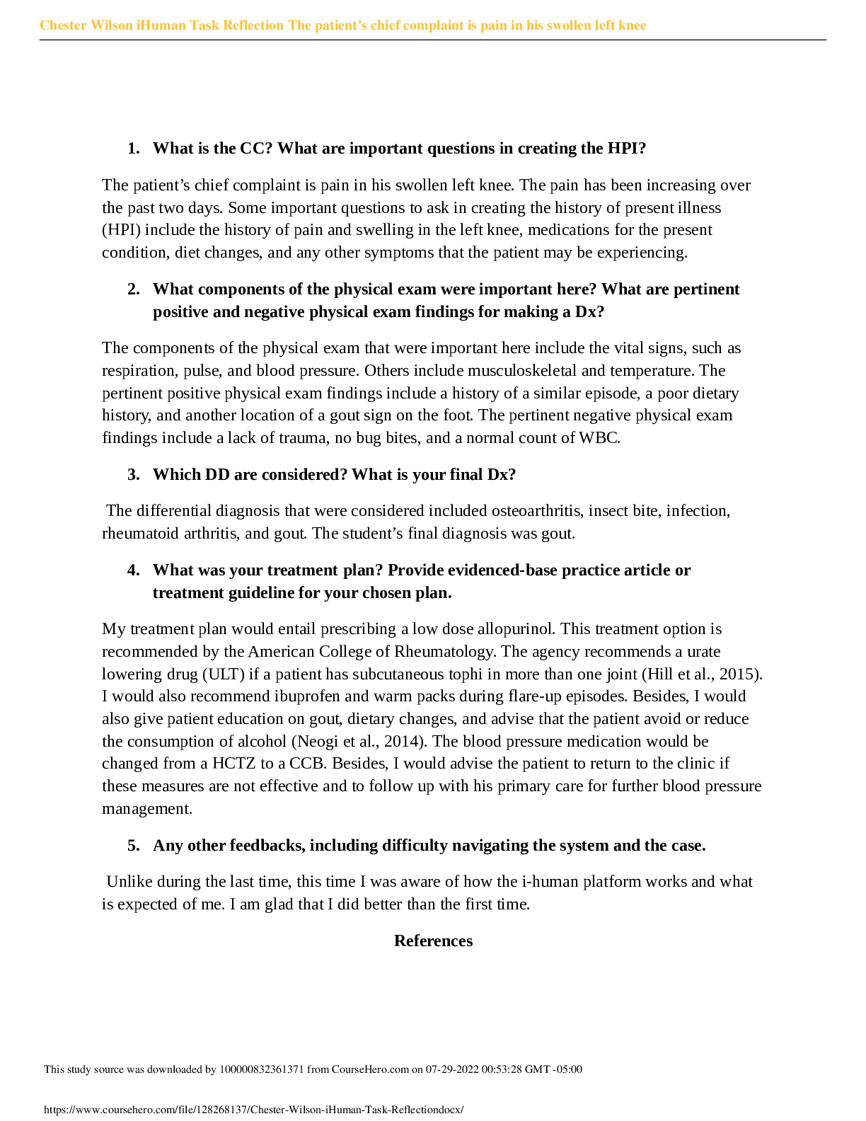 Preview image of Chester Wilson iHuman Task Reflection document