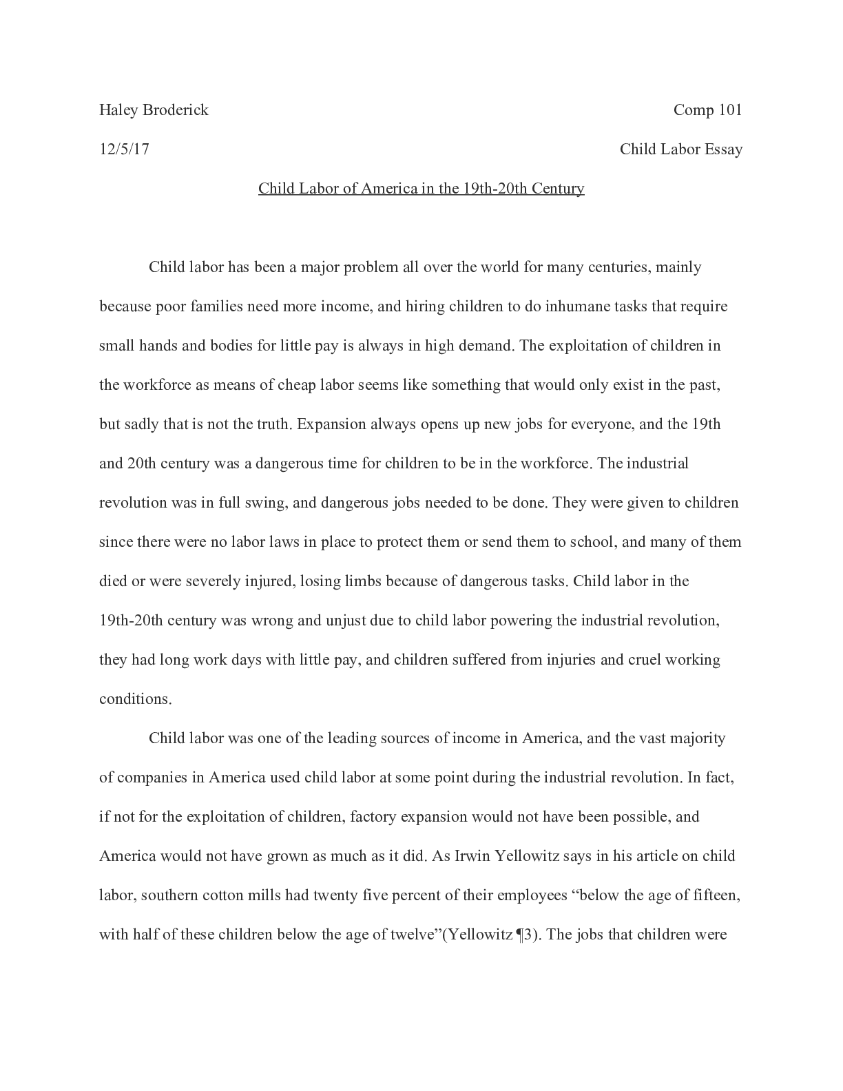 Preview image for bet lated essay Child Labor of America in the 19th-20th Century