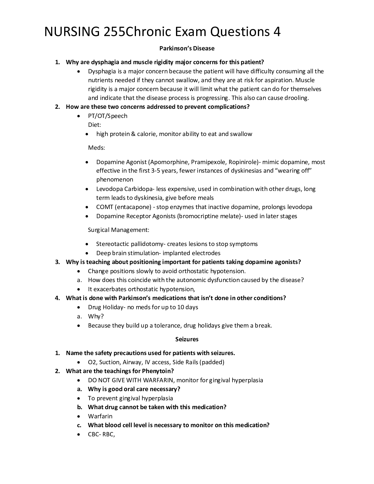 Preview image of NURSING 255Chronic Exam Questions 4 document