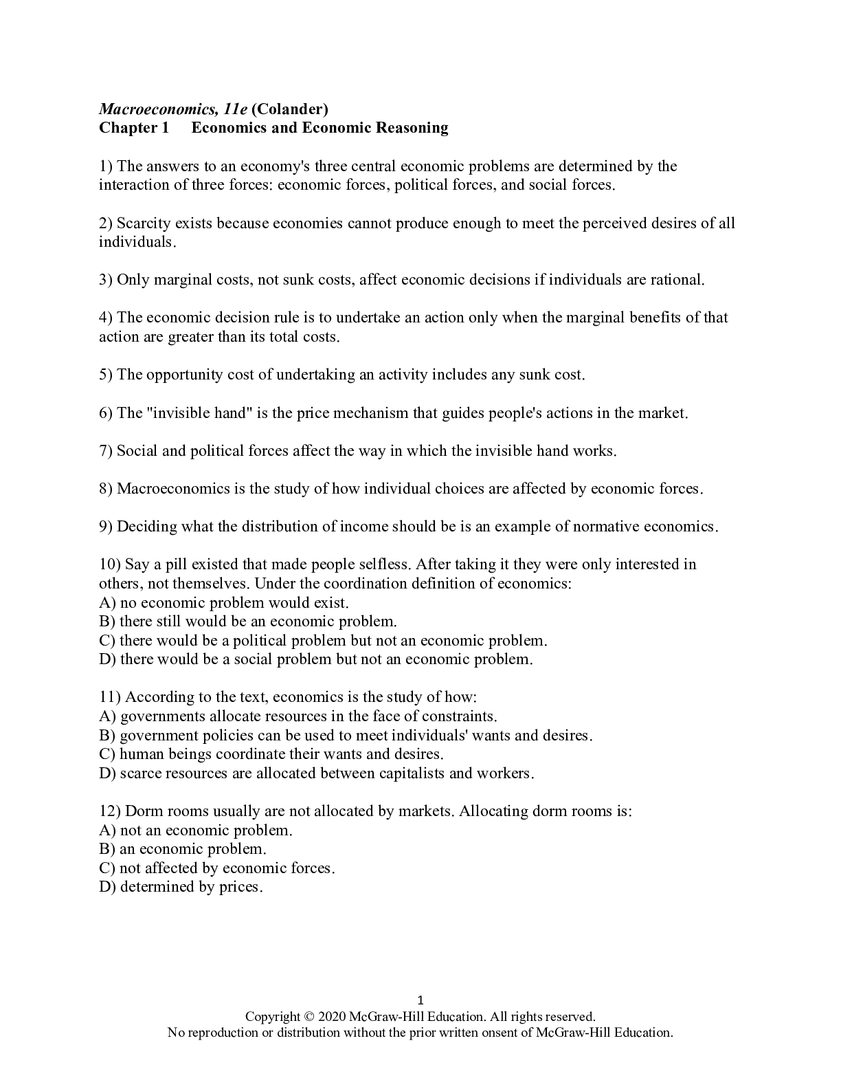 Preview image of TEST BANK for Macroeconomics, 11th Edition by David Colander document