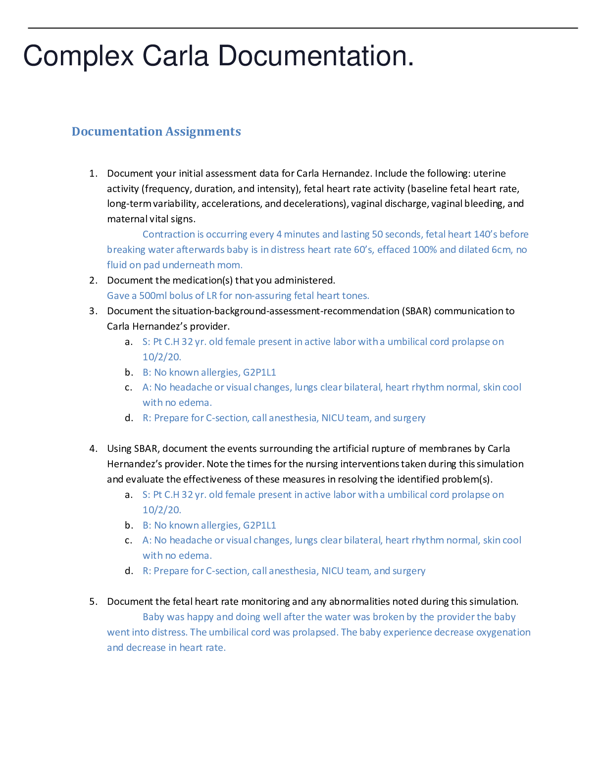 Preview image of Complex Carla Documentation.WITH VERIFIED ANSWERS. document