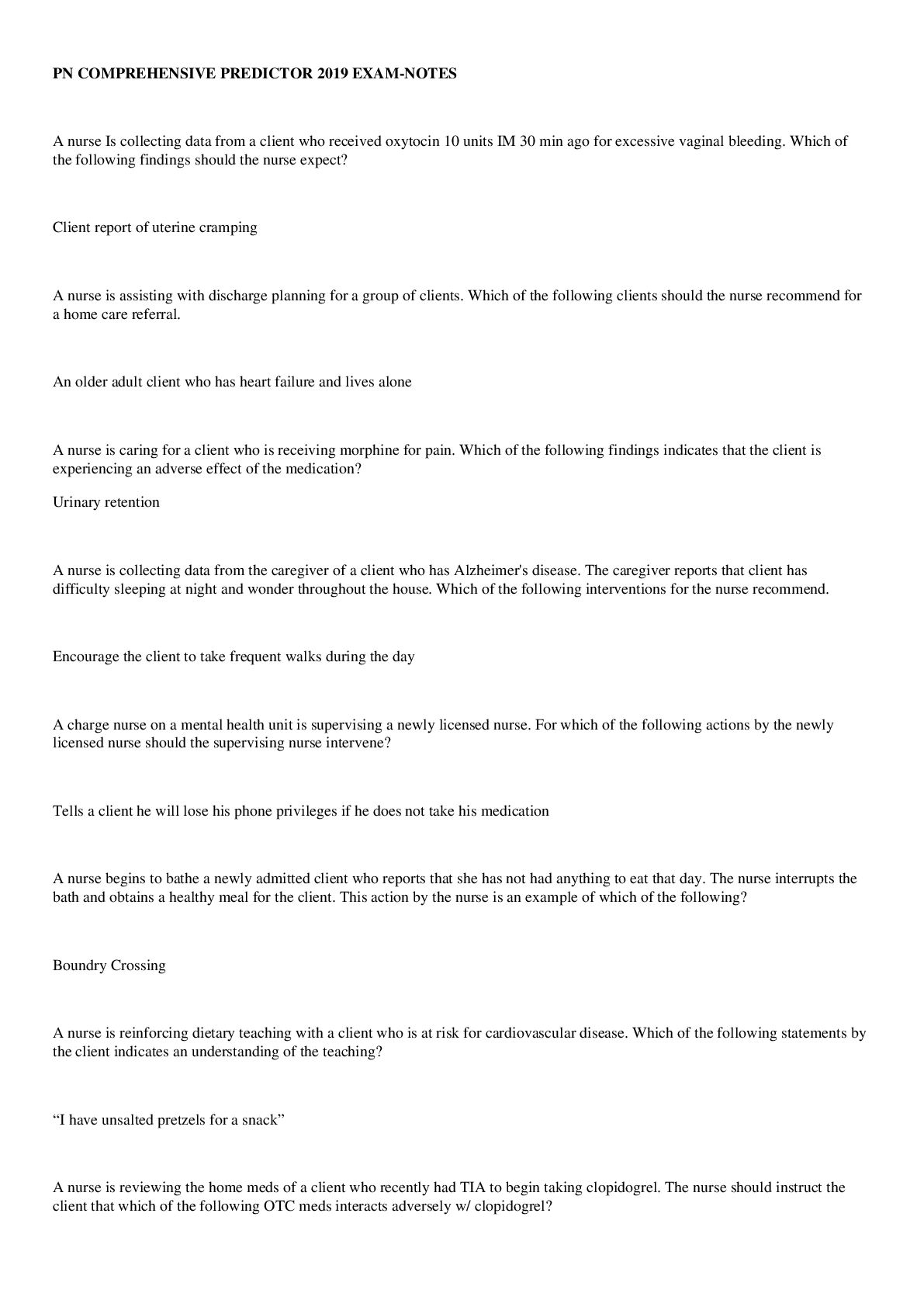 Preview image of PN COMPREHENSIVE PREDICTOR 2019 EXAM-NOTES document