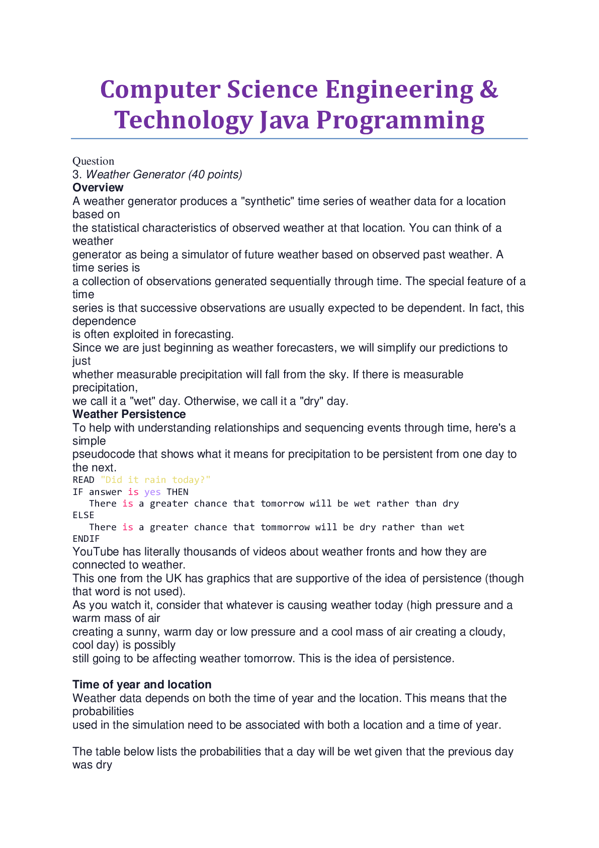 Computer Science Engineering & Technology Java Programming how to ma ...