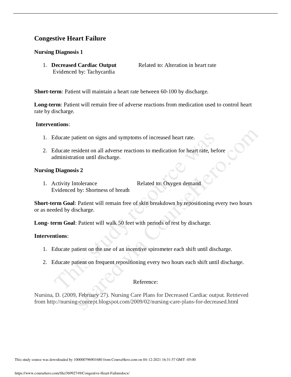 Preview image for Congestive Heart Failure