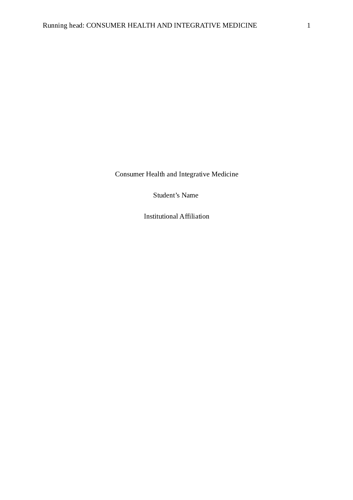 Preview image for CONSUMER HEALTH AND INTEGRATIVE MEDICINE Questions and Answers