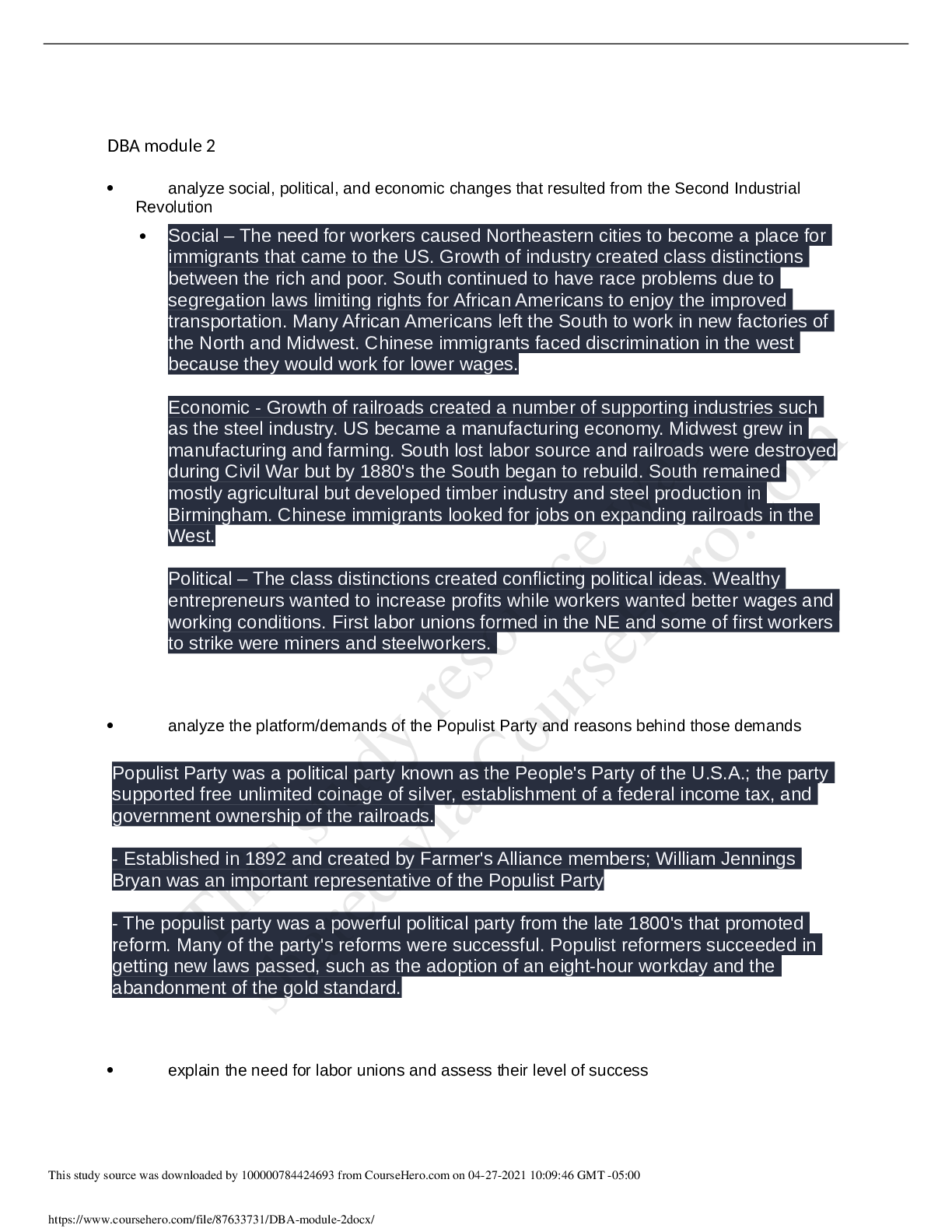 Preview image of Florida Virtual SchoolUS HISTORY 3923/SDBA module 2 document