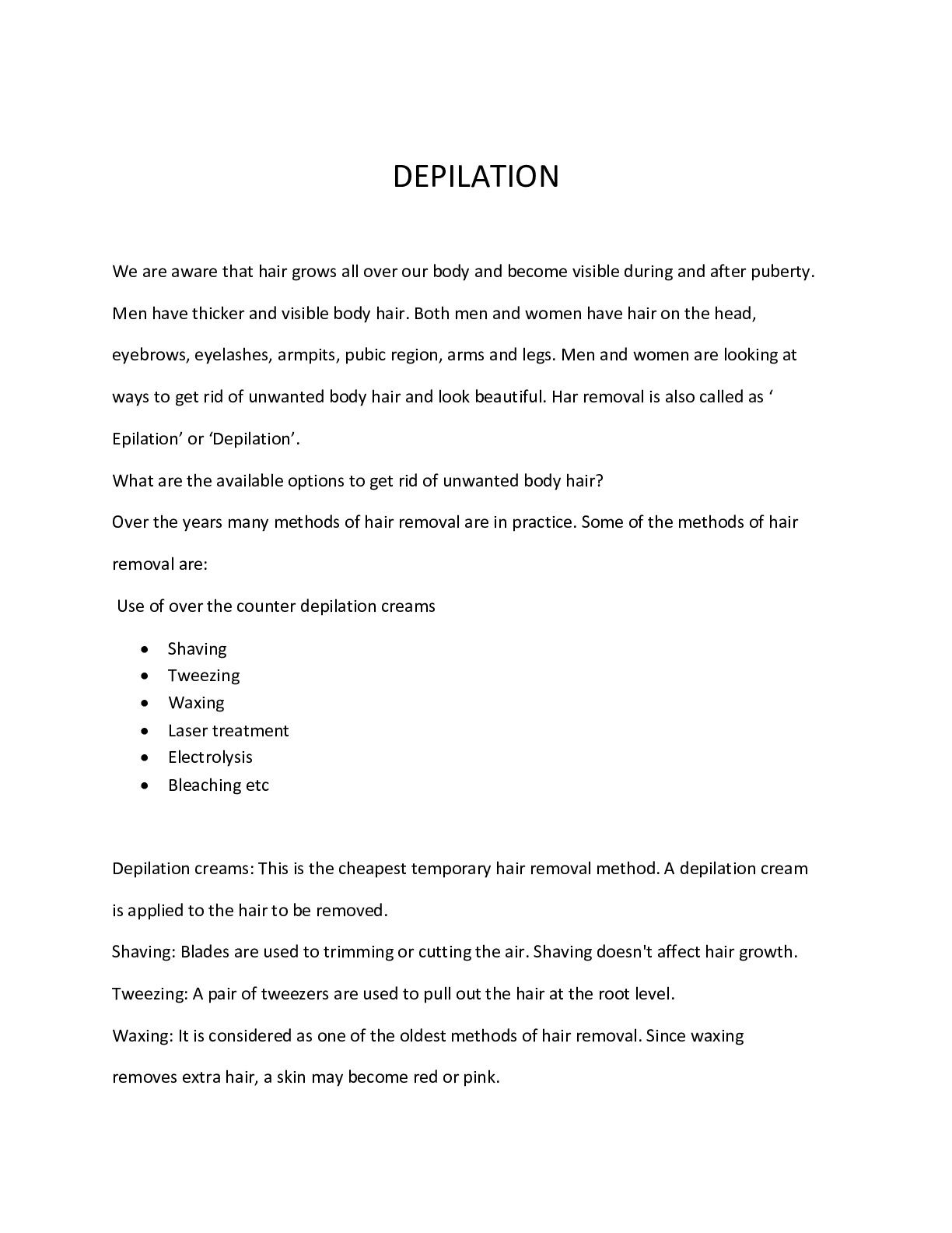 Preview image of Depilation document