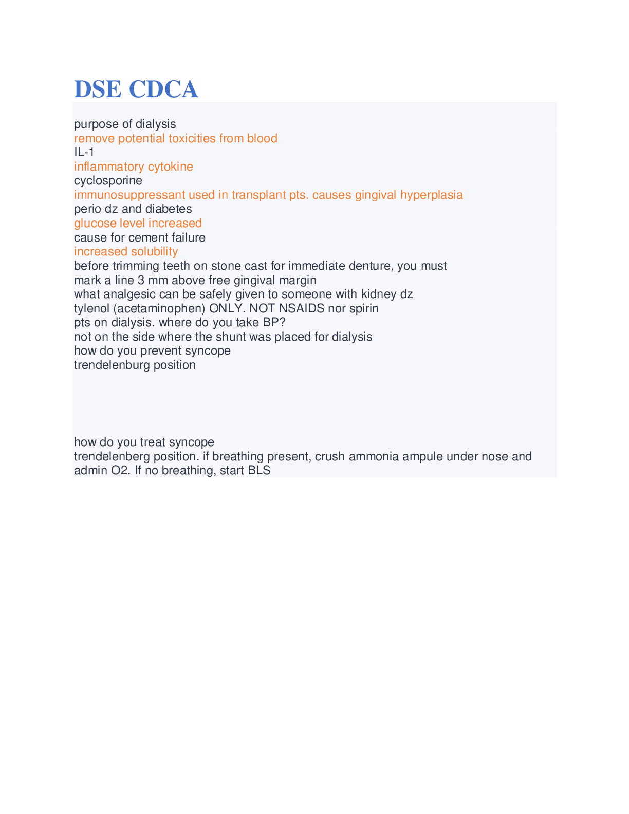 DSE CDCA Final Study Guide Questions And Answers | ScholarFriends