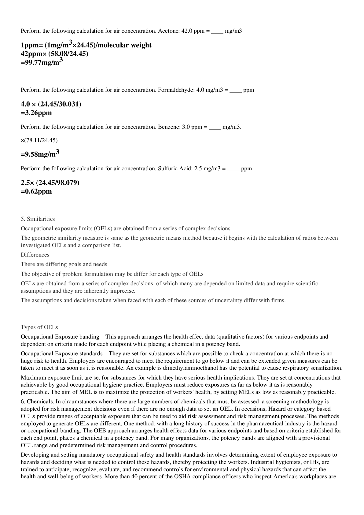 Preview image of [Solved] 1. Perform the following calculation for air concentration. Acetone document