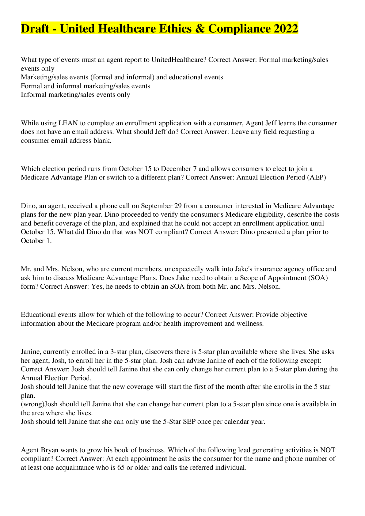 Preview image for Draft - United Healthcare Ethics & Compliance 2022