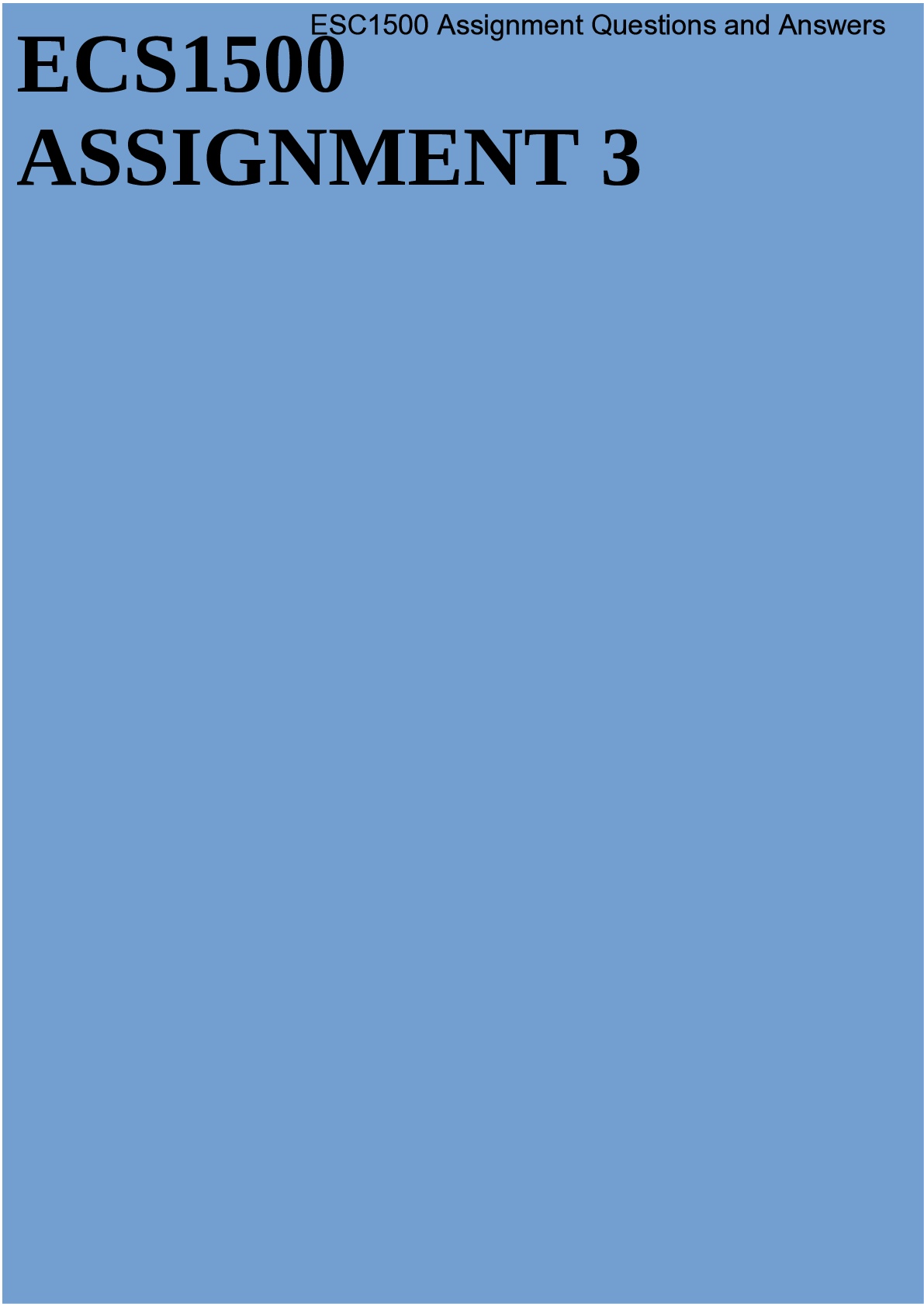 Preview image of ESC1500 Assignment Questions and Answers document