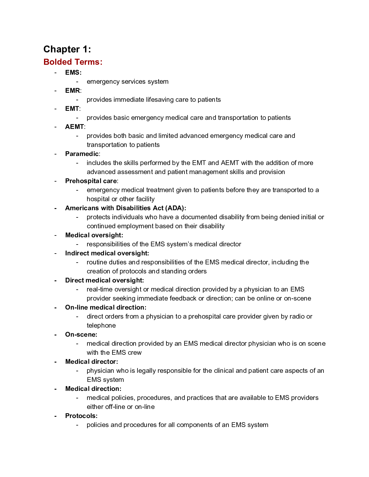 Preview image for Emergency Health Services (EHS) Combined Study Guide