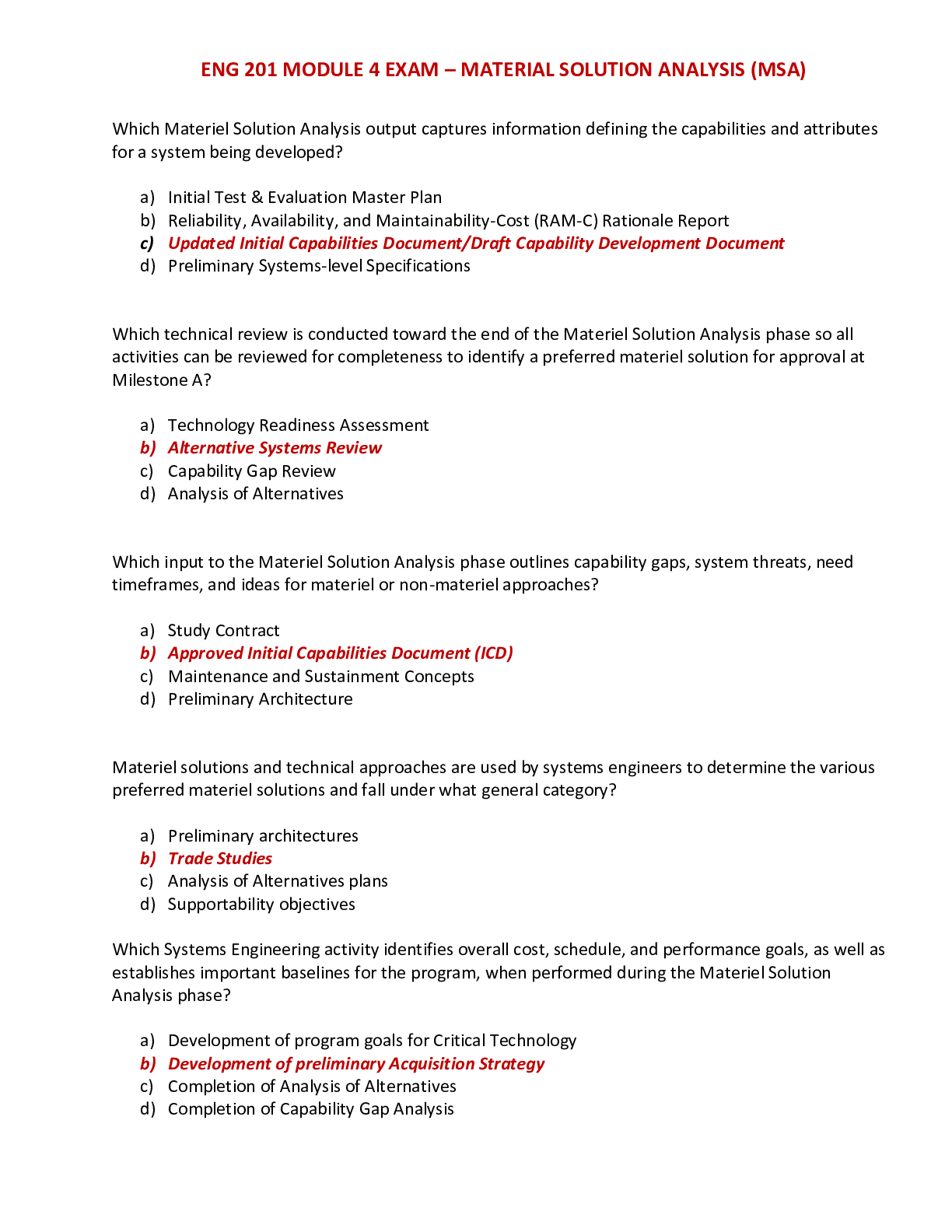 ENGLISH 201 / ENG 201 MODULE 4 EXAM – MATERIAL SOLUTION ANALYSIS (MS ...