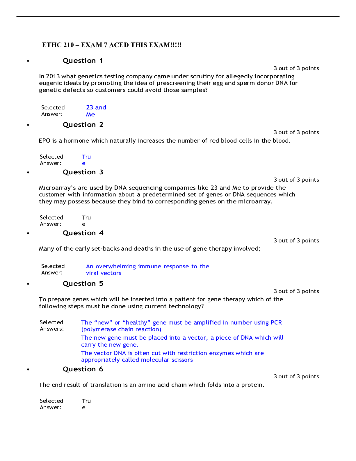 Preview image of ETHC 210 – EXAM 7 document