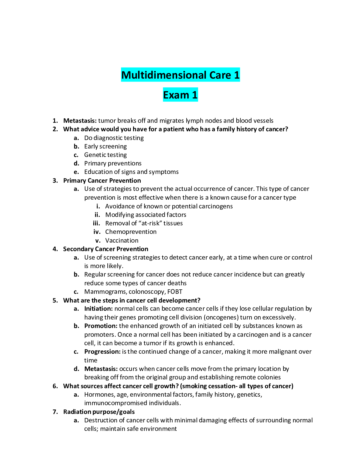 Preview image for NUR 2356 / NUR2356: Multidimensional Care I / MDC 1 Exam 1 Study Guide (Latest 2021/ 2022) Rasmussen