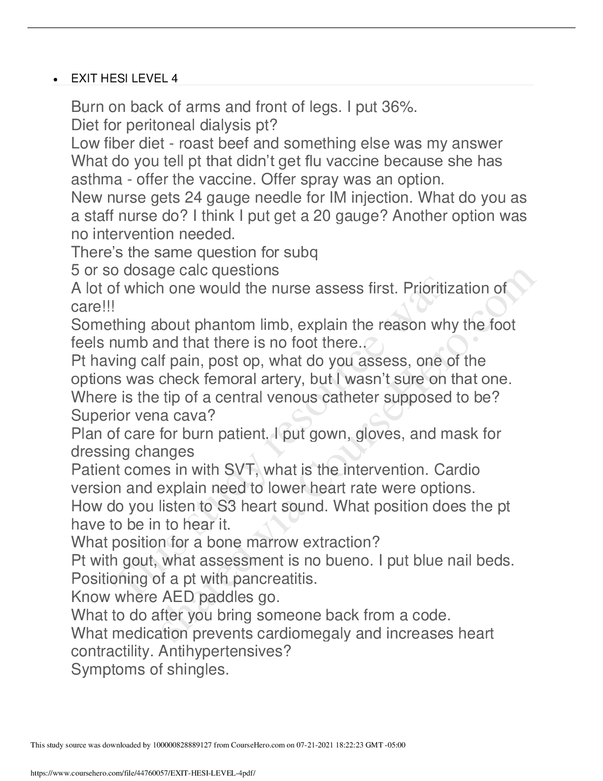 Preview image of EXIT HESI LEVEL 4.pdf document