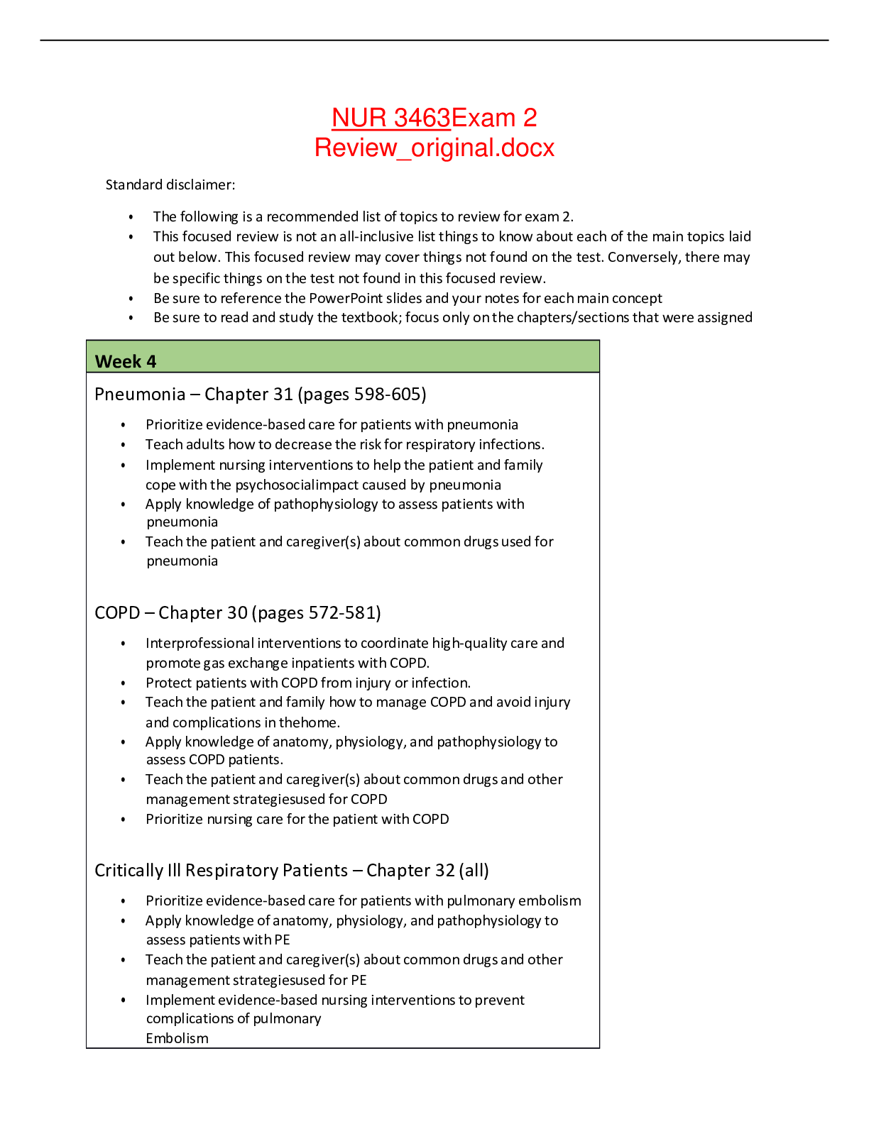 Preview image of NUR 3463Exam 2 Review_original.docx/COMPLETE SOLUTION/RATED A document