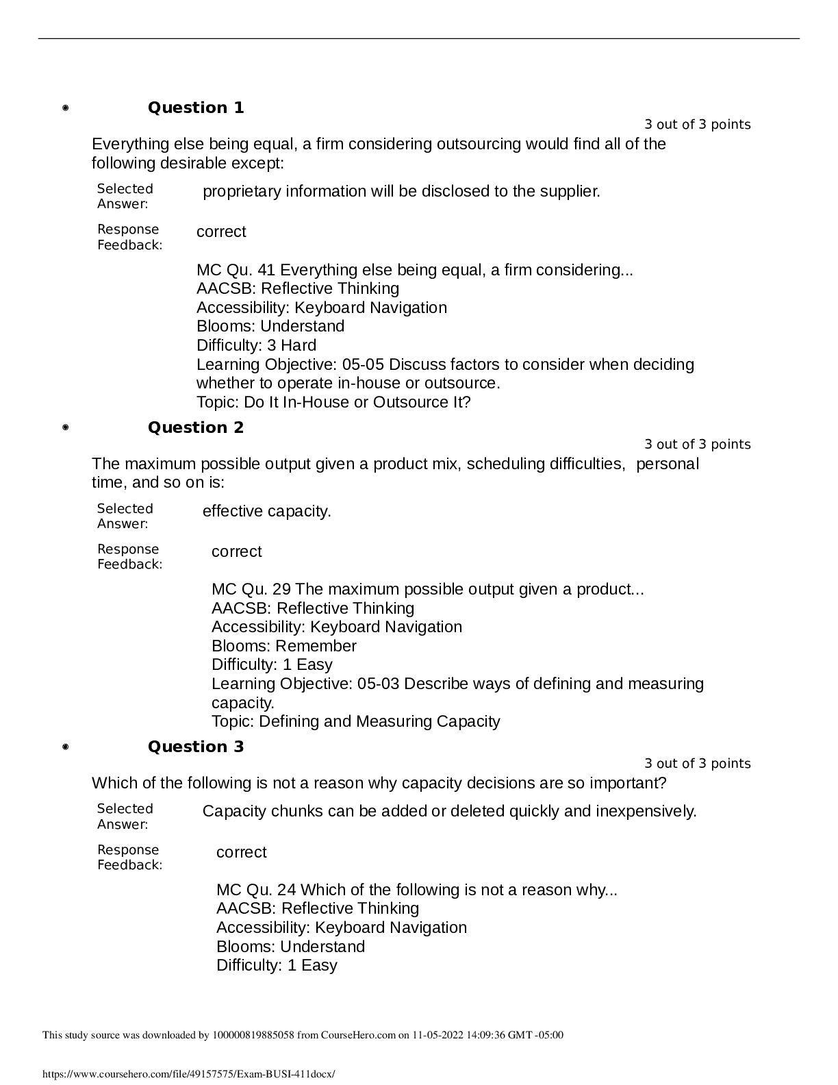 Preview of BUSI 411 Exam 4 - Question and Answers (Set 3)