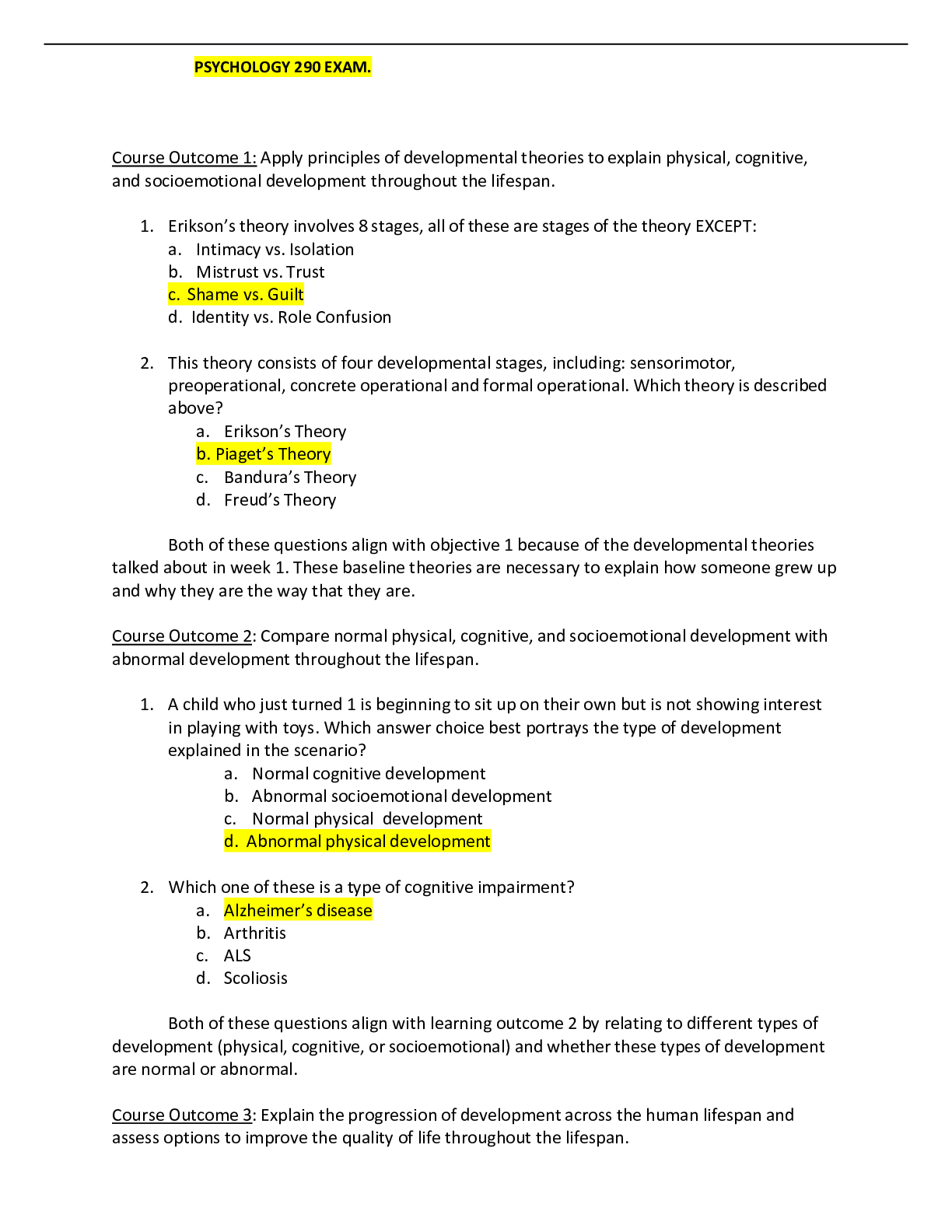 Preview image of PSYCHOLOGY 290 EXAM. document