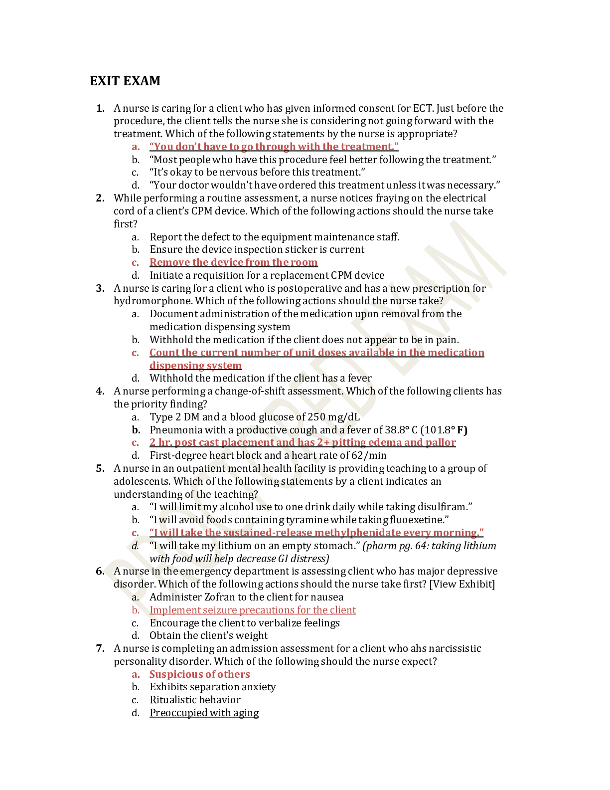 Preview image of N493 EXIT EXAM document