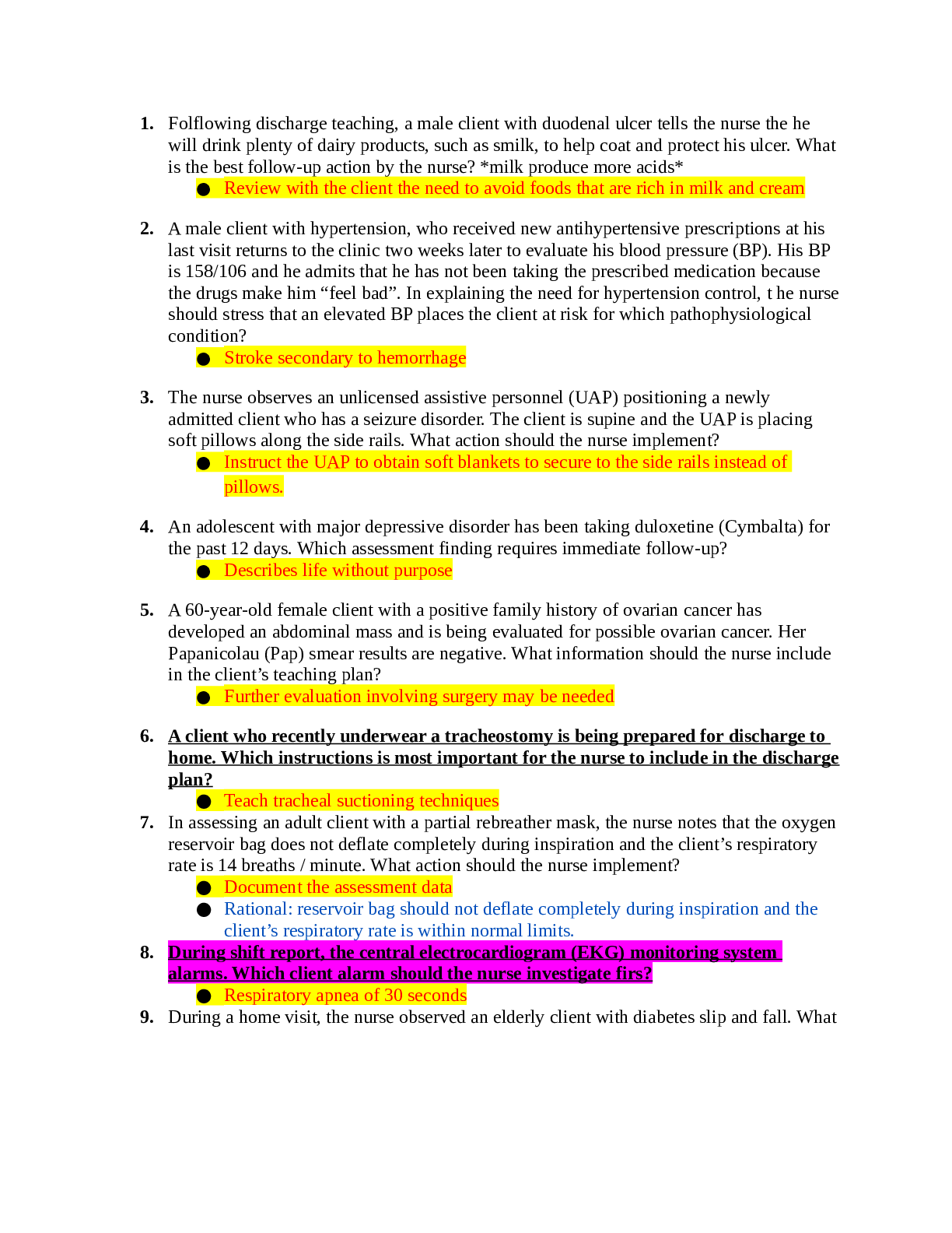 Preview image for Fortis Institute MED SURG 209 Exit Study Guide (2)