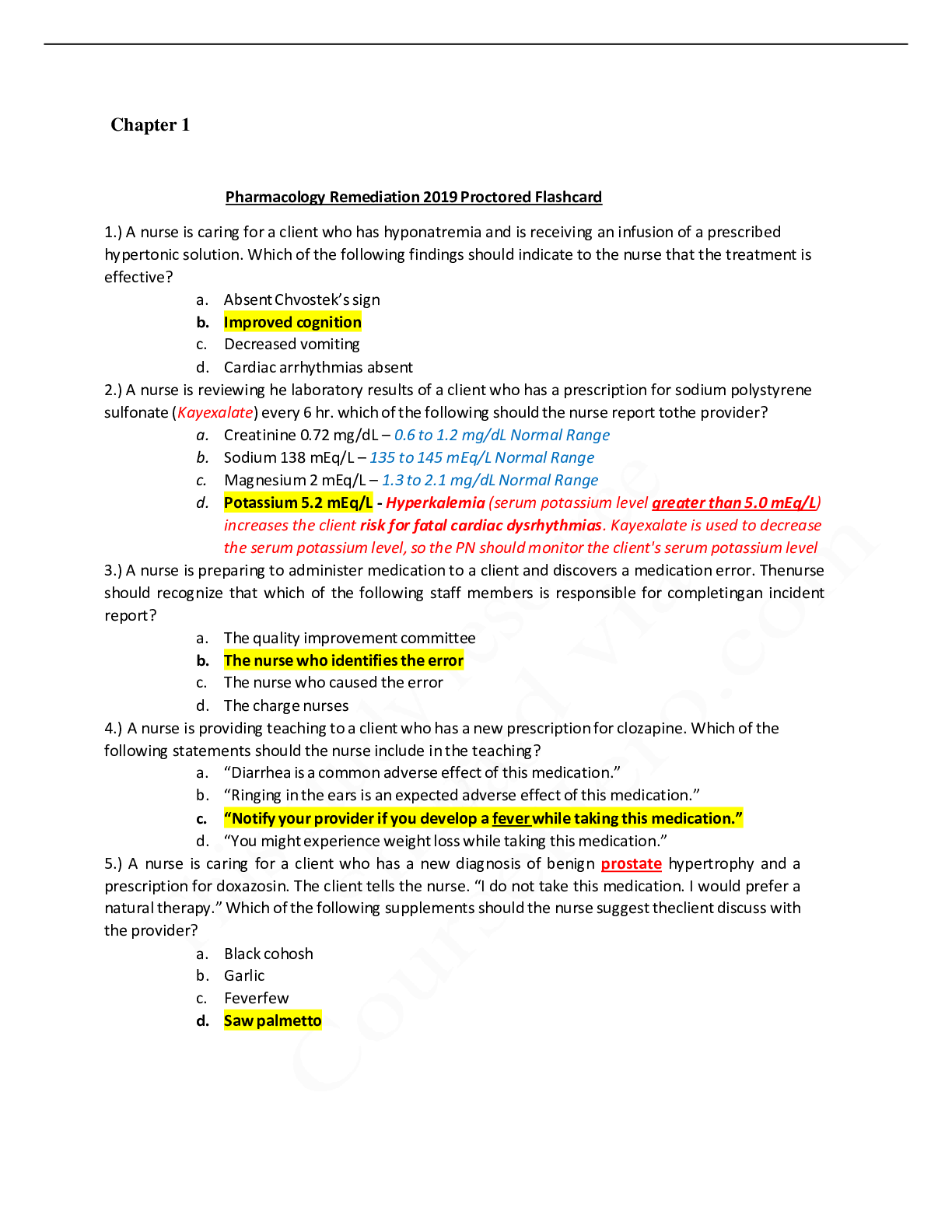 Preview image for Pharmacology Remediation 2019 Proctored Flashcard