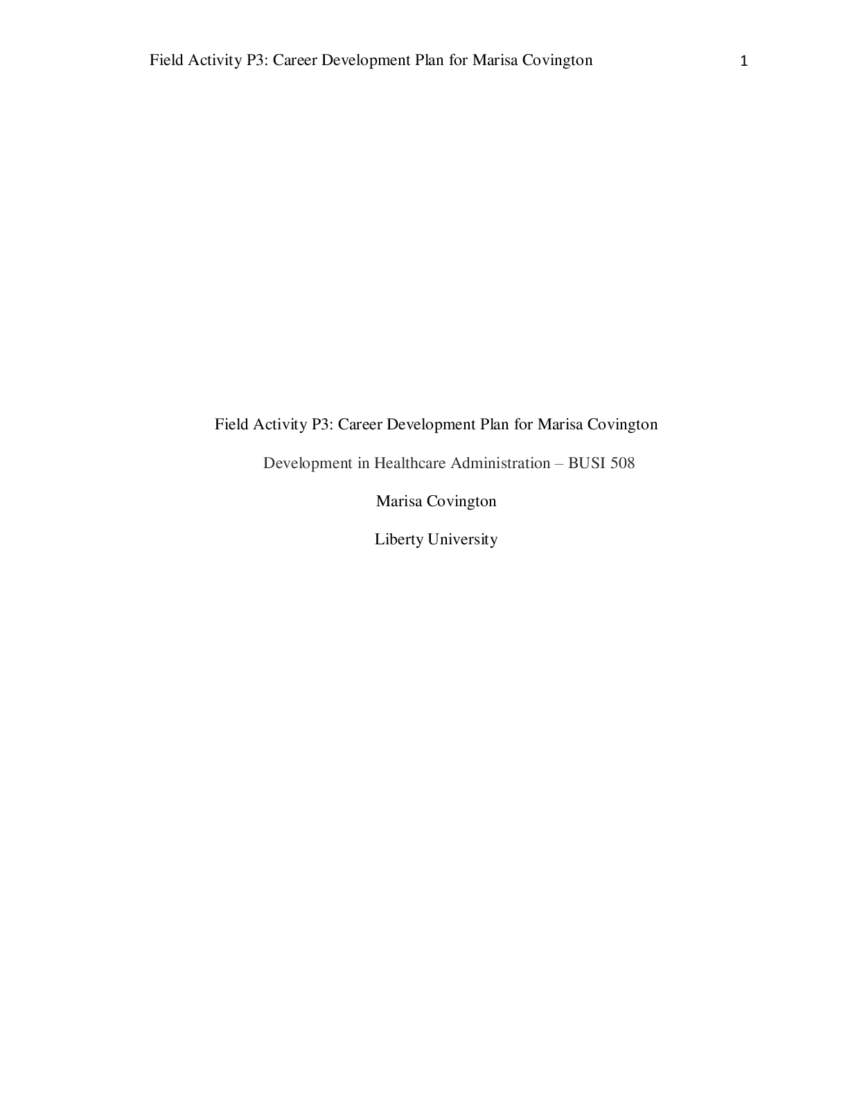 Preview image of Field Activity P3- Career Development Plan for Marisa Covington document