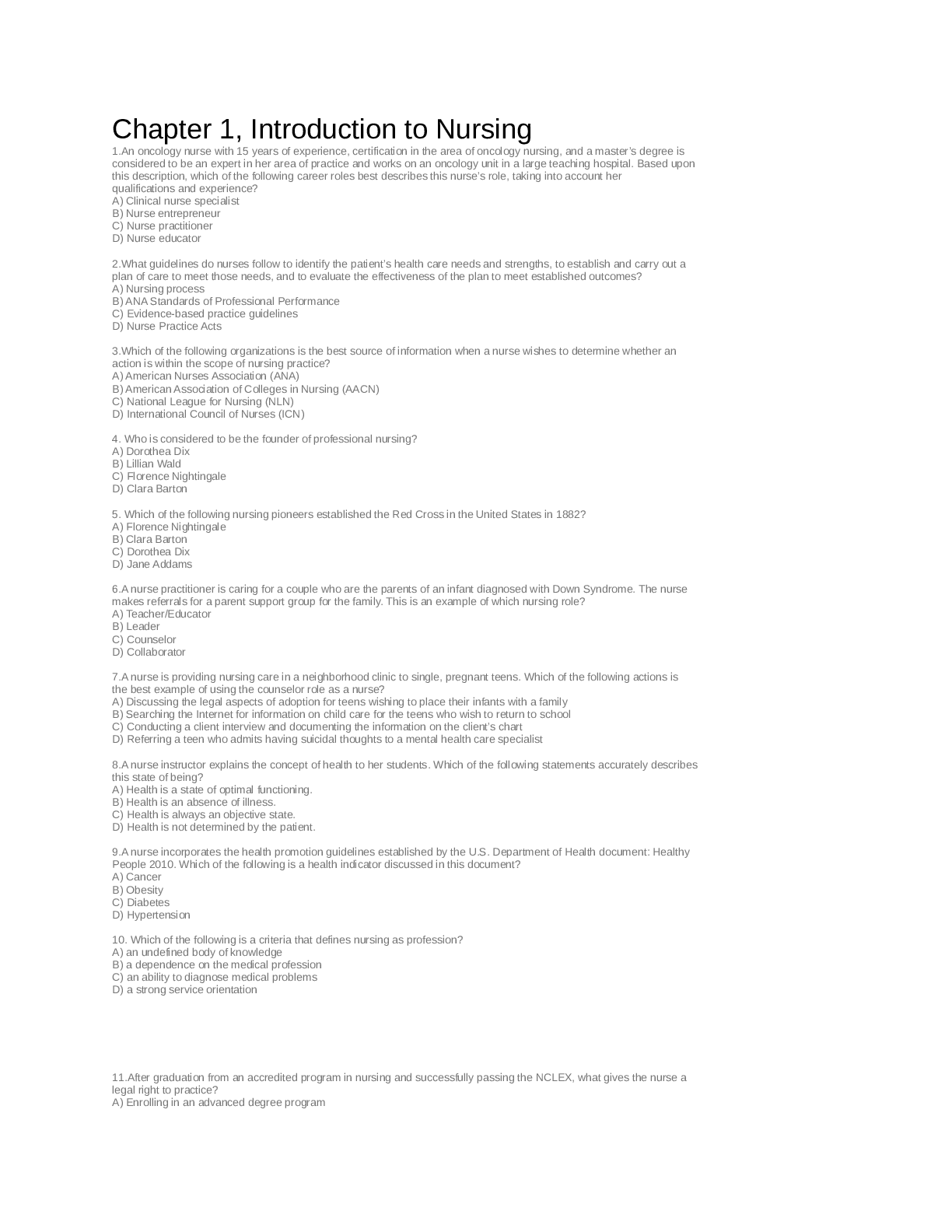 Preview image for Final Exam Nursing 101